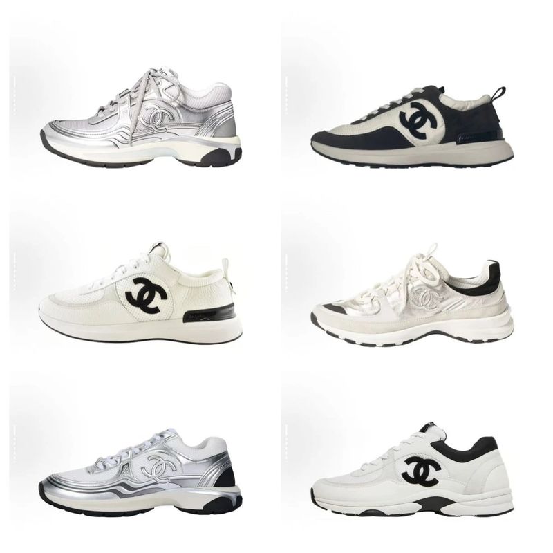 CHANEL Fabric Laminated Calfskin Stretch CC Womens Sneakers Shoes photo 4