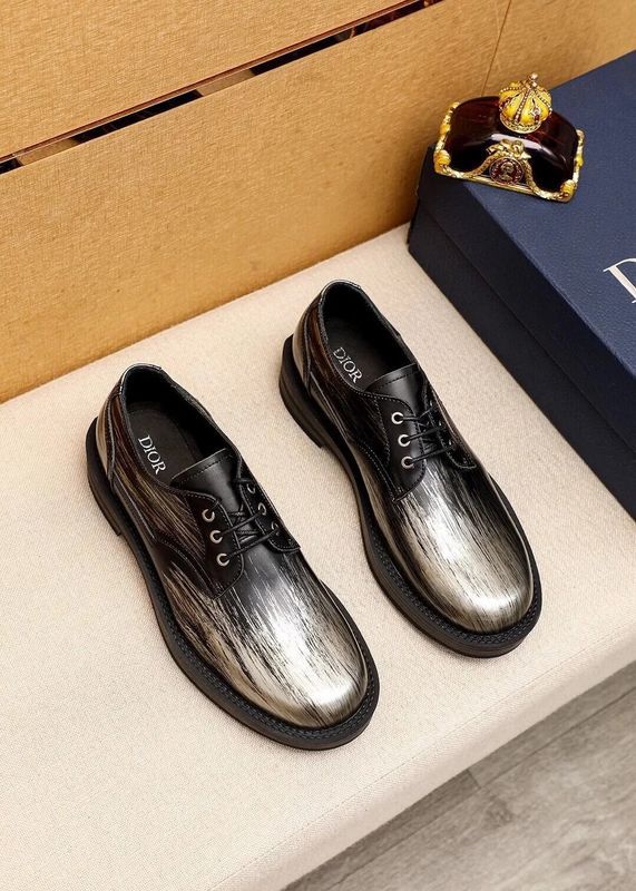 Dior Metallic Silver Leather Loafers Shoes photo 4