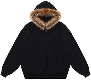 Windy HEXT Light Grey Fur-Trim Zip-Up Hoodie photo 3