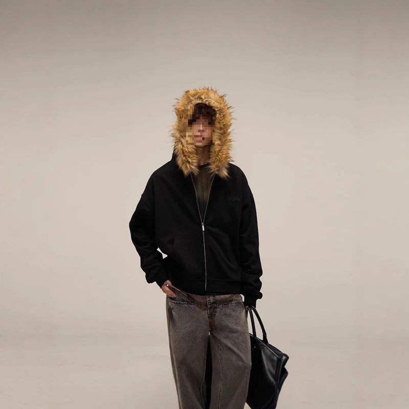 Windy HEXT Light Grey Fur-Trim Zip-Up Hoodie photo 4